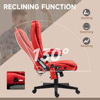 HOMCOM High Back Vibration Massage Office Chair with 6 Vibration Points, Heated Reclining PU Leather Computer Chair with Armr