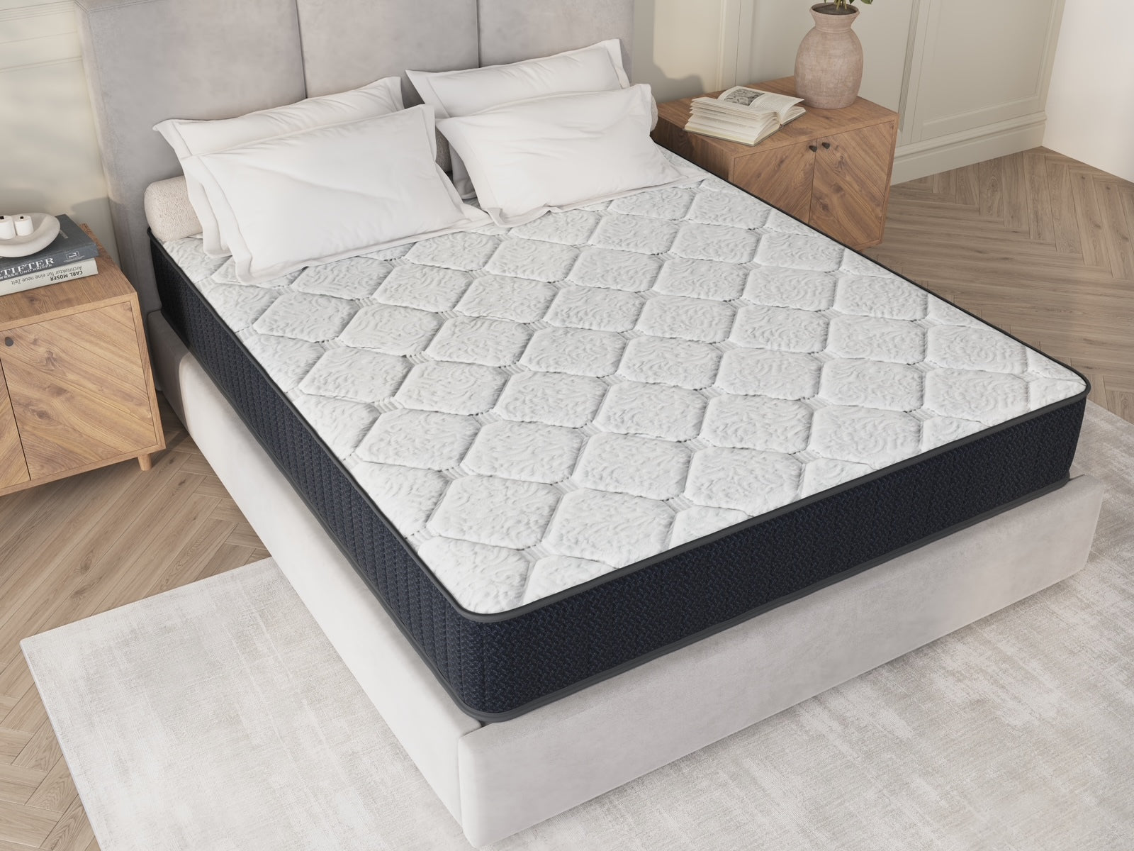 Assembled in USA - 10' Full Nest Basic Innerspring Hybrid Mattress, Pressure Relief, and Motion Isolation, CertiPUR-US and Oeko TEX Certified - Grand Goldman Shop