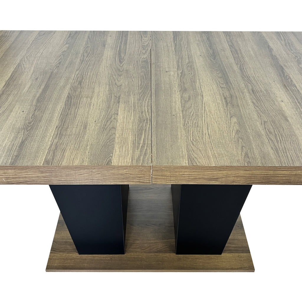 Extendable Dining Room Table for 4-10 People,Wooden Transformer Kitchen Dining Table with Black Double Sturdy Pedestal Base, Modern Expandable Large Table - Grand Goldman Shop