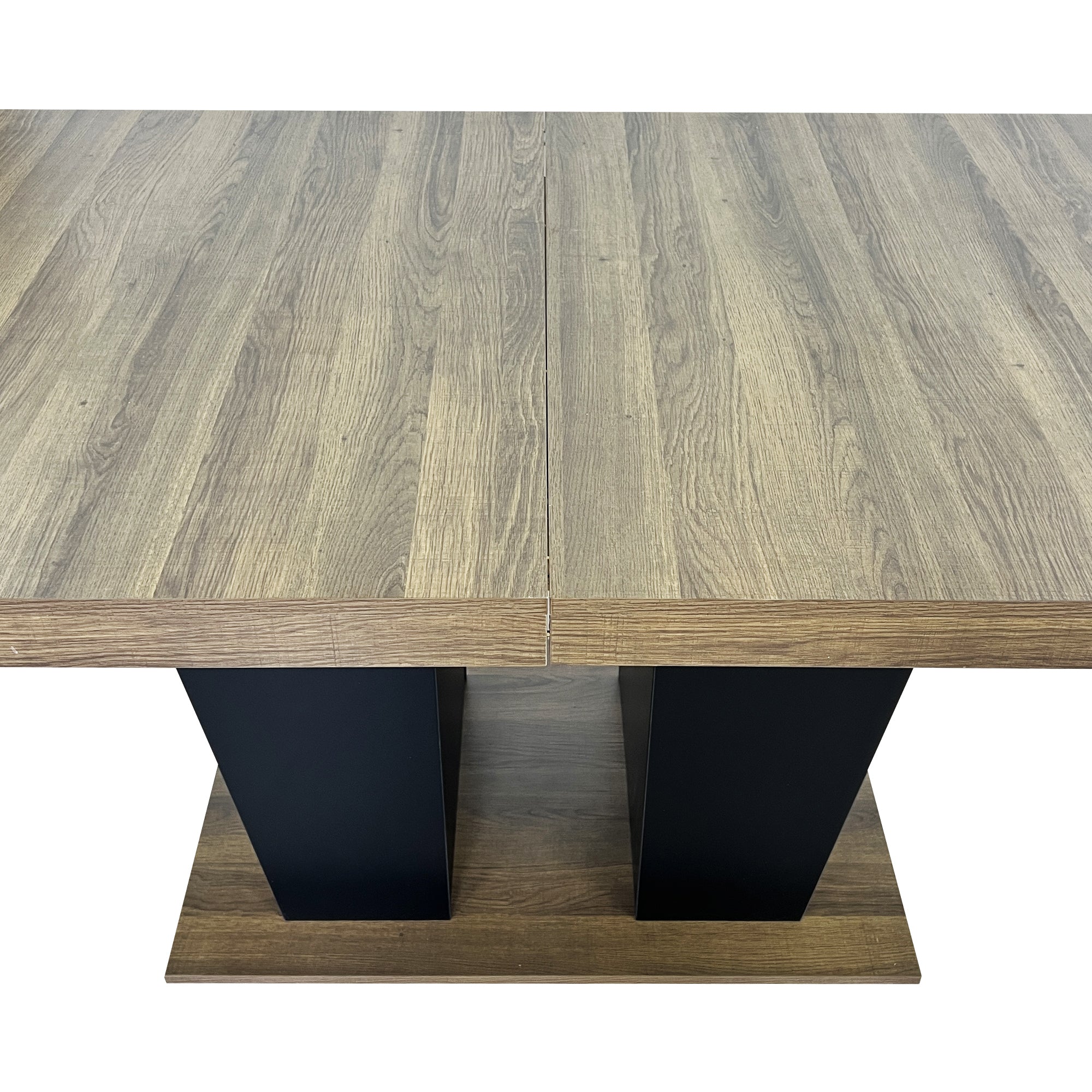 Extendable Dining Room Table for 4-10 People,Wooden Transformer Kitchen Dining Table with Black Double Sturdy Pedestal Base, Modern Expandable Large Table - Grand Goldman Shop