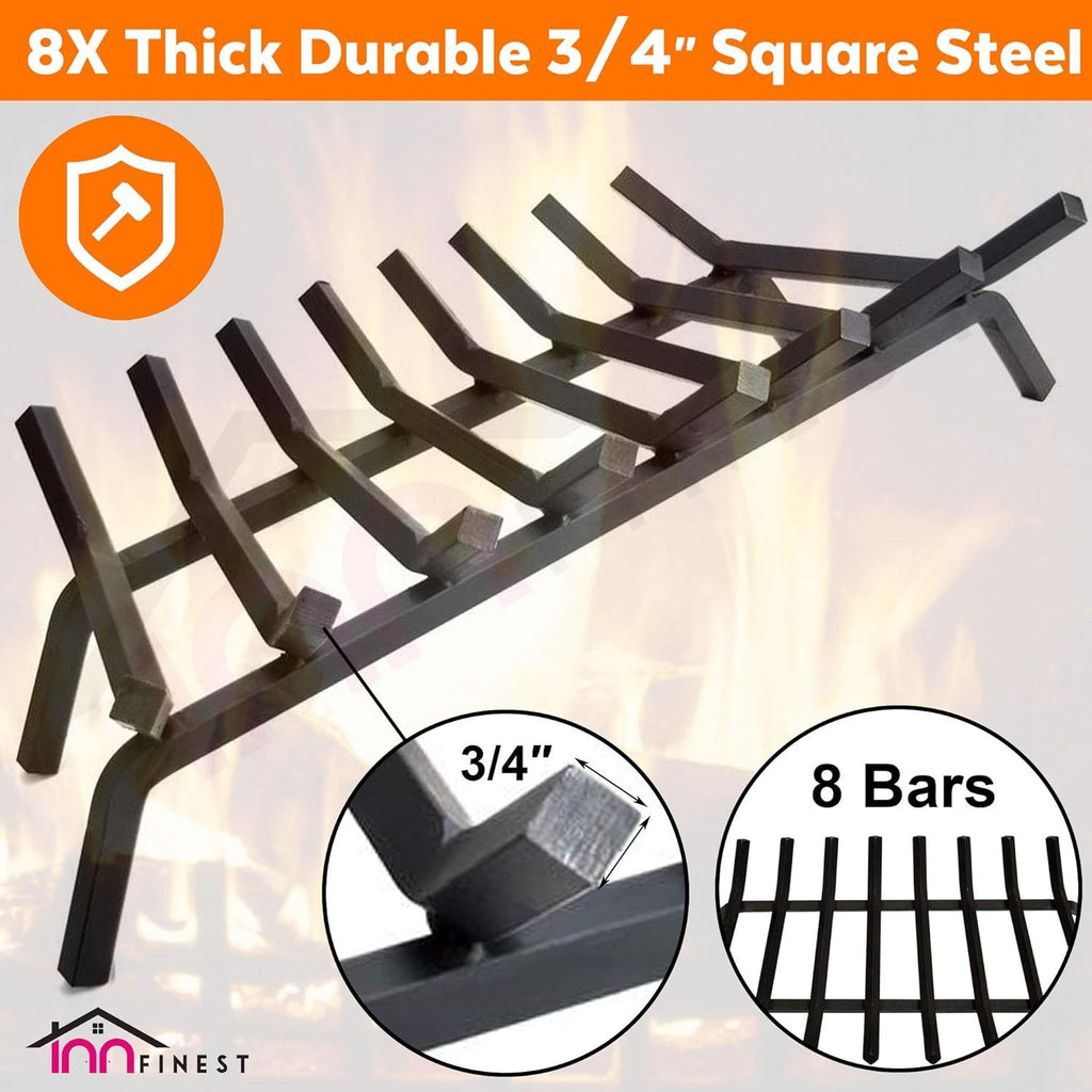 Fireplace Grate,Fireplace Log Holder,Heavy Duty Solid Cast Iron FIrewood Log Burning Rack for Inside The Fireplace Accessories Outood Fire Pit Kindling Fireplace Tools (33 inch) - Grand Goldman Shop