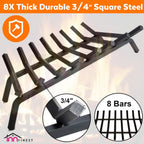 Fireplace Grate,Fireplace Log Holder,Heavy Duty Solid Cast Iron FIrewood Log Burning Rack for Inside The Fireplace Accessories Outood Fire Pit Kindling Fireplace Tools (33 inch) - Grand Goldman Shop