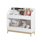 White Wooden Kids Bookcase Organizer with Storage, 3-Tier Toddler Book Display Shelf for Bedroom or Playroom - Grand Goldman