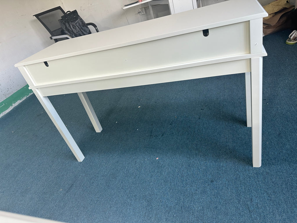Cream White Vanity Desk with 3 Drawers, Modern Makeup Table or Writing Desk, Multipurpose Dressing Table for Bedroom, No Mirror Included - Grand Goldman Shop