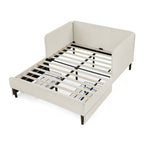 Beige Velvet Upholstered Platform Bed Frame with 2 Storage Drawers and Adjustable Sofa Bed, Full Size - Grand Goldman Shop