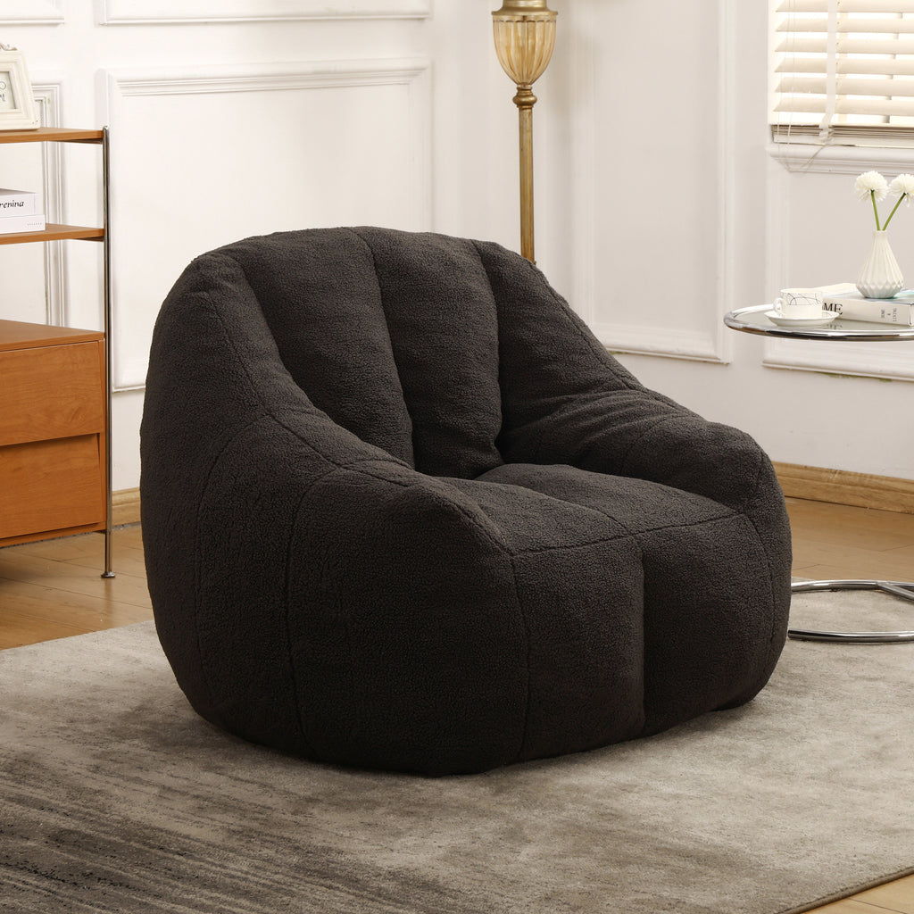 Comfy Bean Bag Chair with Memory Foam Filler – Tufted Soft Stuffed Bean Bag Sofa for Dorm, Apartment, or Living Room – Dark Gray - Grand Goldman Shop
