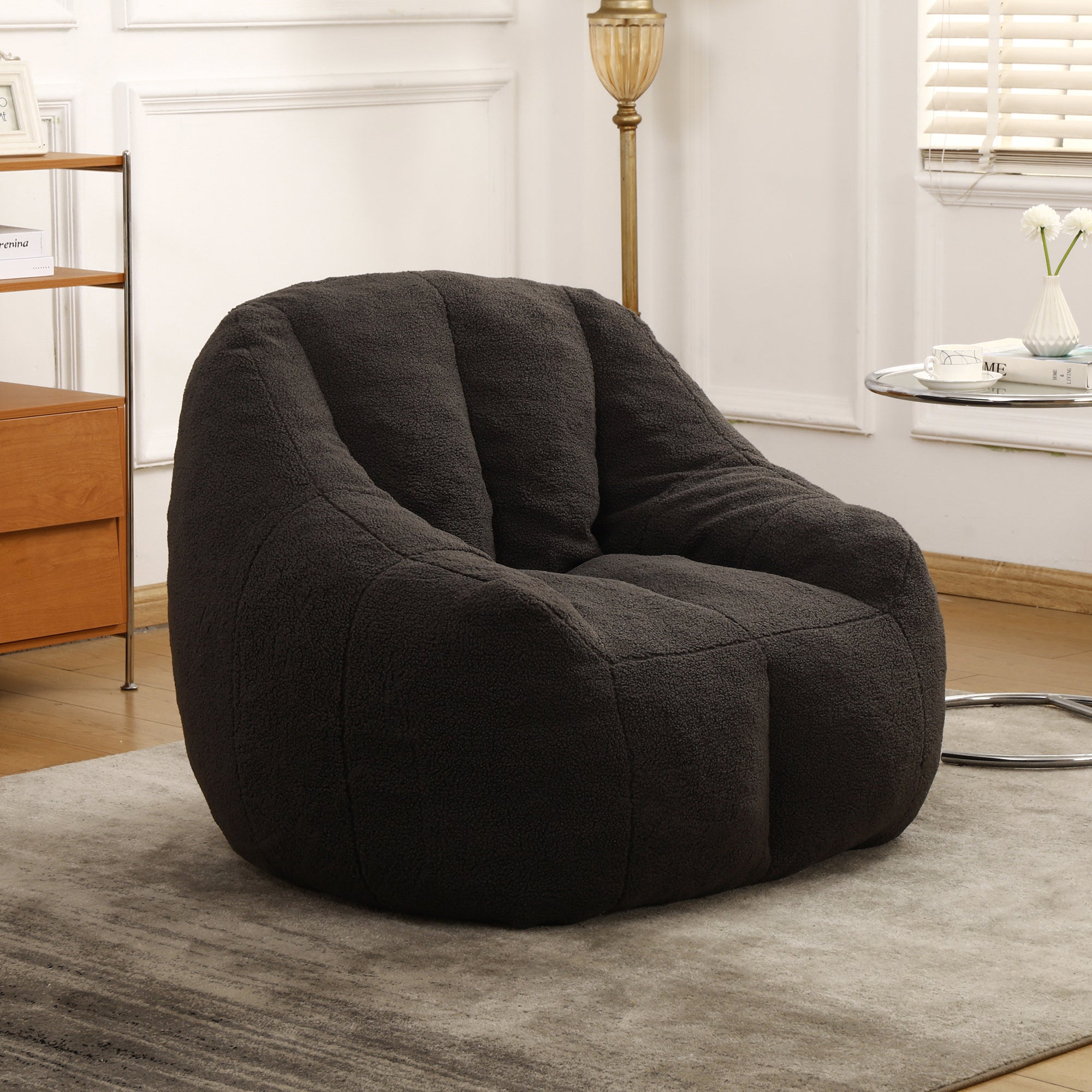 Comfy Bean Bag Chair with Memory Foam Filler – Tufted Soft Stuffed Bean Bag Sofa for Dorm, Apartment, or Living Room – Dark Gray - Grand Goldman Shop