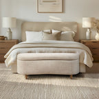 Bailey Boucle Flip Top Storage Bench Taupe Polyester Solid Wood 48x16.5x18 inches - Grand Goldman Shop