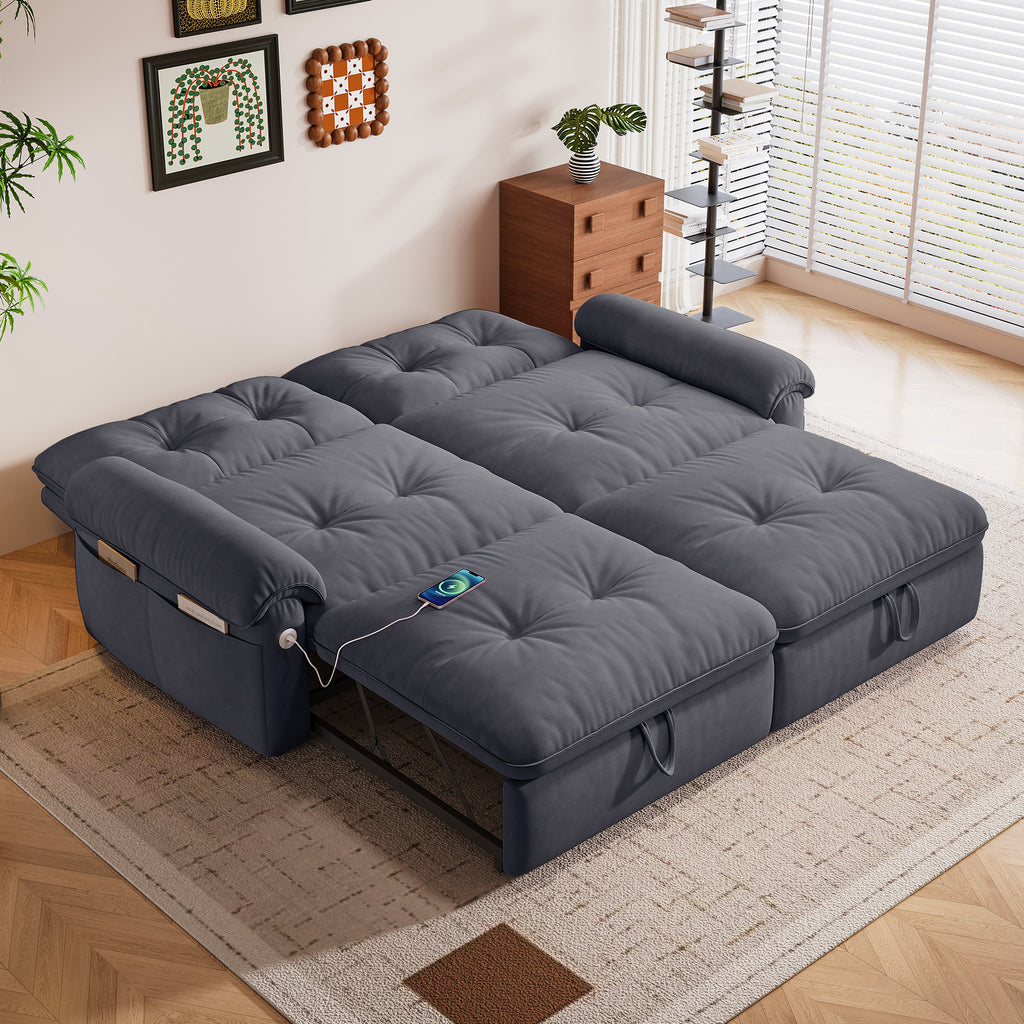 W3820S00027, a 77-inch convertible sofa bed, and a 2-in-1 piece suitable for both sitting and lying. Made of cloud-like fabric, it is applicable to living rooms, bedrooms and apart - Grand Goldman Shop