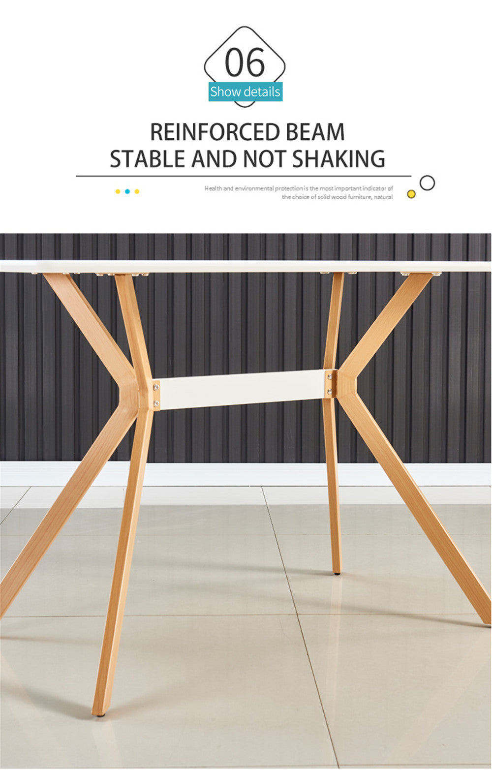 Modern Minimalist StyleDining Table MDF Anti-Scratch Top Metal Shelf Metal Heat Transfer Legs Leveling Feet For Dining Room Kitchen Office Table X 1(White) - Grand Goldman Shop