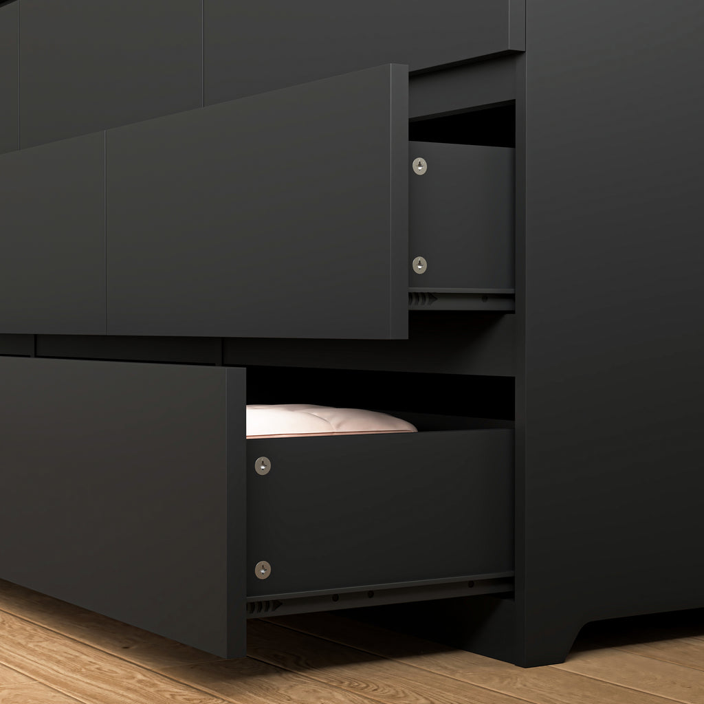 9 Drawer Dresser with No Handle Design, Modern Black Matte Wood Dresser for Bedroom, Storage Chest of Drawers for Living Room, Hallway, Entryway - Grand Goldman Shop