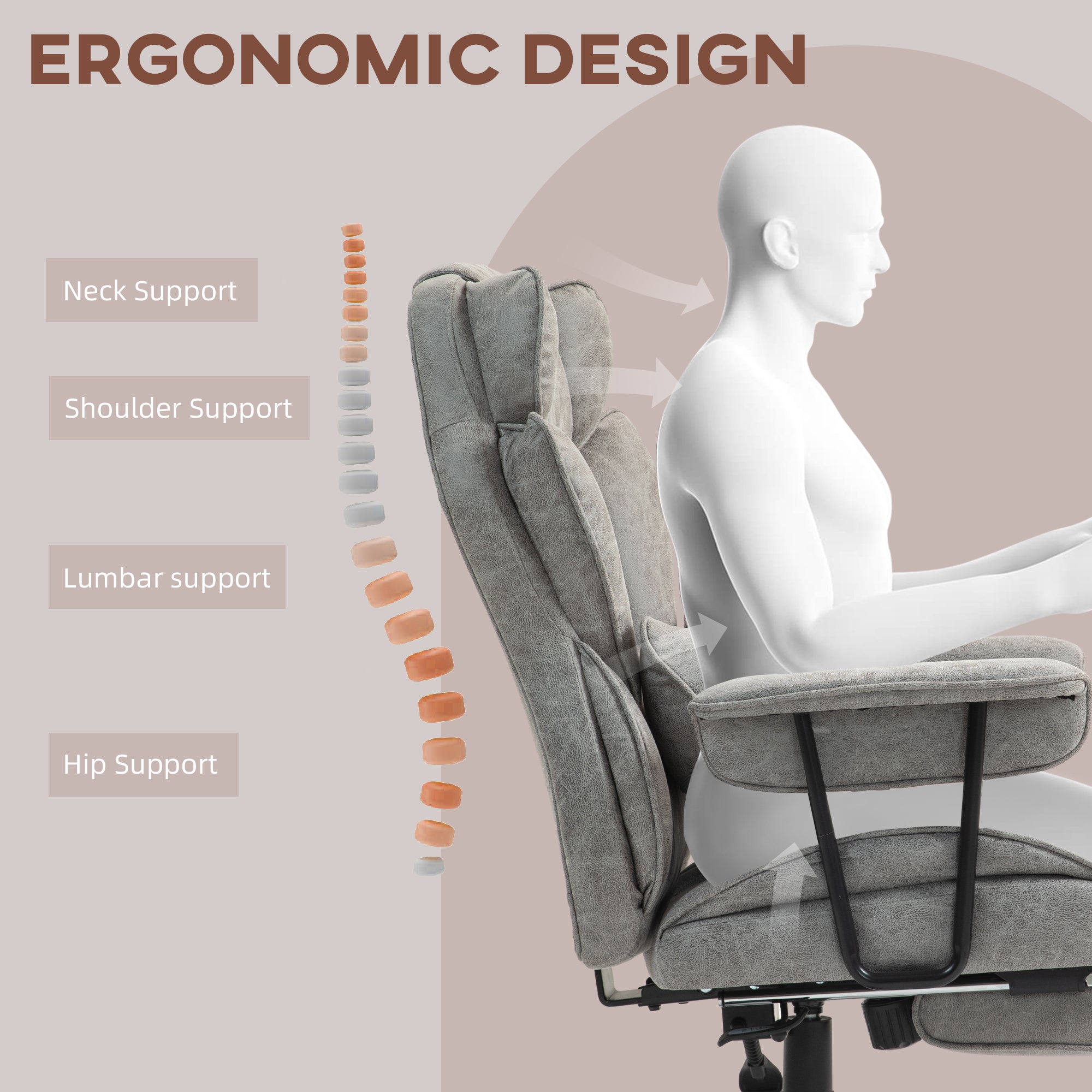 HOMCOM Executive Office Chair, 400LBS Big and Tall Office Chair with Foot Rest, Microfiber Computer Desk Chair with Lumbar Su