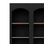 ON-TREND 3-Piece Farmhouse Entertainment Center with Storage Cabinet for TVs Up to 70', Mid-Century TV Stand with Bookshelf, Rustic Versatile Sideboard with Adjustable Shelves for Living Room, Black - Grand Goldman Shop