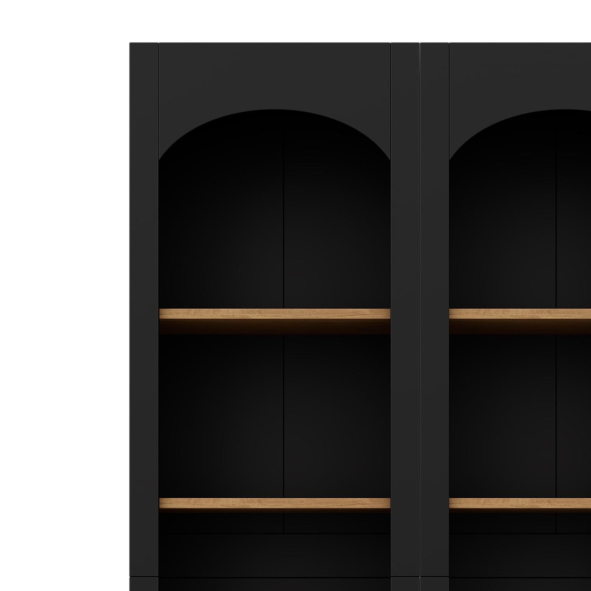 ON-TREND 3-Piece Farmhouse Entertainment Center with Storage Cabinet for TVs Up to 70', Mid-Century TV Stand with Bookshelf, Rustic Versatile Sideboard with Adjustable Shelves for Living Room, Black - Grand Goldman Shop