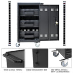 Stylish 45 Bay Mobile School Charging Cart Station for Chromebook, Tablet and Laptop Computer with Power Strip Included - Bla