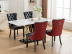 A&A Furniture, Nikki Collection Modern, High-end Tufted Solid Wood Contemporary PU and Velvet Upholstered Dining Chair with Wood Legs Nailhead Trim  2-Pcs Set, Black+WineRed, Burgundy,SW2101BW - Grand Goldman Shop