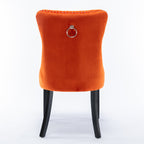 Nikki Collection Modern, High-end Tufted Solid Wood Contemporary Velvet Upholstered Dining Chair with Wood Legs Nailhead Trim 2-Pcs Set, Orange, SW2001OG - Grand Goldman Shop