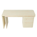 90' Modern L Shaped Desk in Natural Wood with 3 Drawers,360° Wood Rotating Desk,Executive Office Desk,Corner Desk,Office Stud