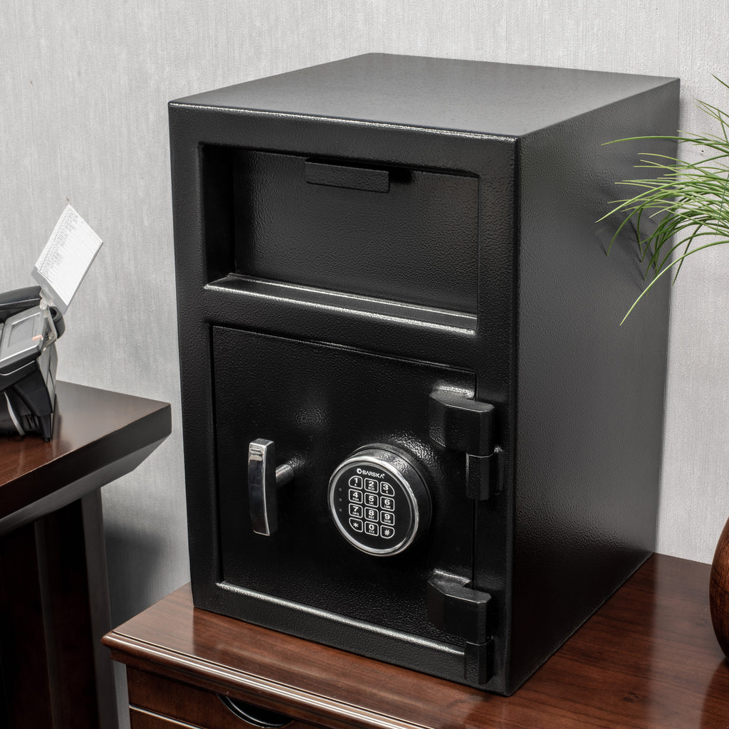 Dx200 Keypad Depository Safe with Anti-Fishing Baffles in Black Steel, 14x14x20 inches - Grand Goldman