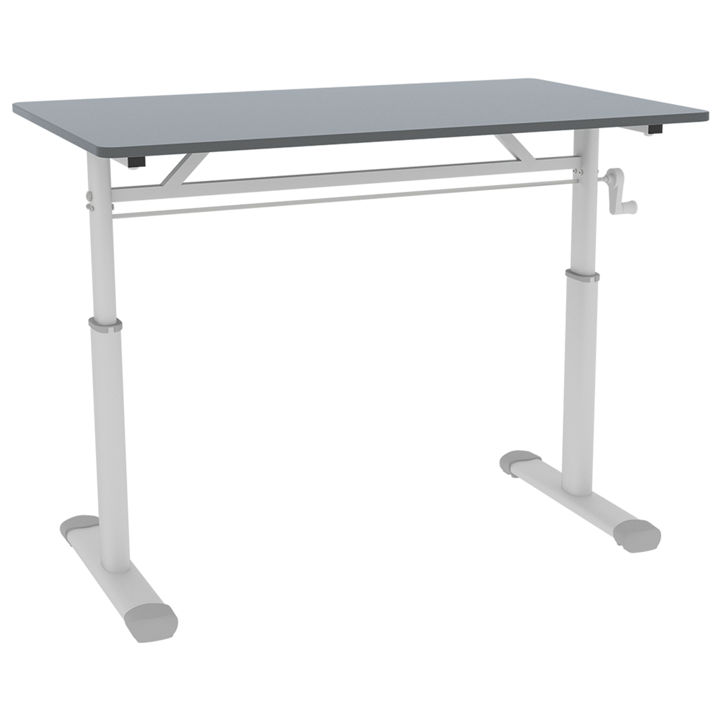 Adjustable Study Desk for Kids and Adults, Height-Adjustable Home Office Desk with White Frame and Gray Tabletop, 60cm x 100c
