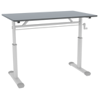 Adjustable Study Desk for Kids and Adults, Height-Adjustable Home Office Desk with White Frame and Gray Tabletop, 60cm x 100c