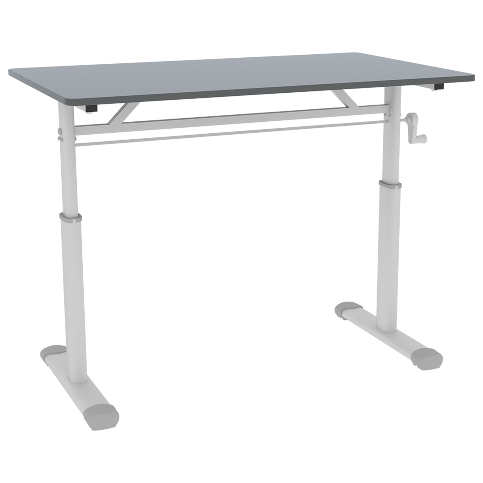Adjustable Study Desk for Kids and Adults, Height-Adjustable Home Office Desk with White Frame and Gray Tabletop, 60cm x 100c