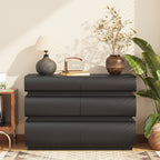 Minimalist Modern 6 Drawer Dresser in Black, Handle-Free Design with Wide Storage, MDF Construction, 43.31 x 15.75 x 29.53 inches - Grand Goldman Shop