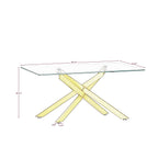 39.37' Rectangular Clear Tempered Glass Coffee Table,Stylish Design with Golden Metal Legs, Coffee Table for Living Room - Grand Goldman Shop