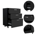 Storage Cabinet - Superior Top, Drawer Base Cabinet, Three Drawers, Four Casters -Black | Premium Home Decor - Grand Goldman