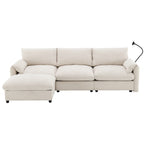 [VIDEO]96.5'' L-Shaped Sectional Sofa with Storage Ottoman and Pockets, Adjustable Phone Holder, USB Charger, Elephant Ear-Shaped Armrests, Comfy Seat for Living Room&Apartment, Chenille, 3 Colors - Grand Goldman Shop