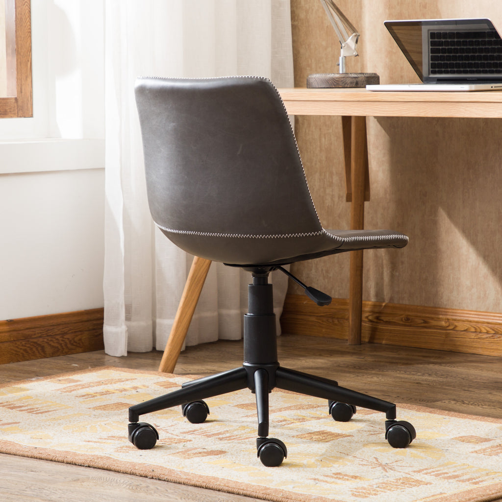 Cesena Faux Leather 360 Swivel Air Lift Office Chair, Antique Gray - Grand Goldman