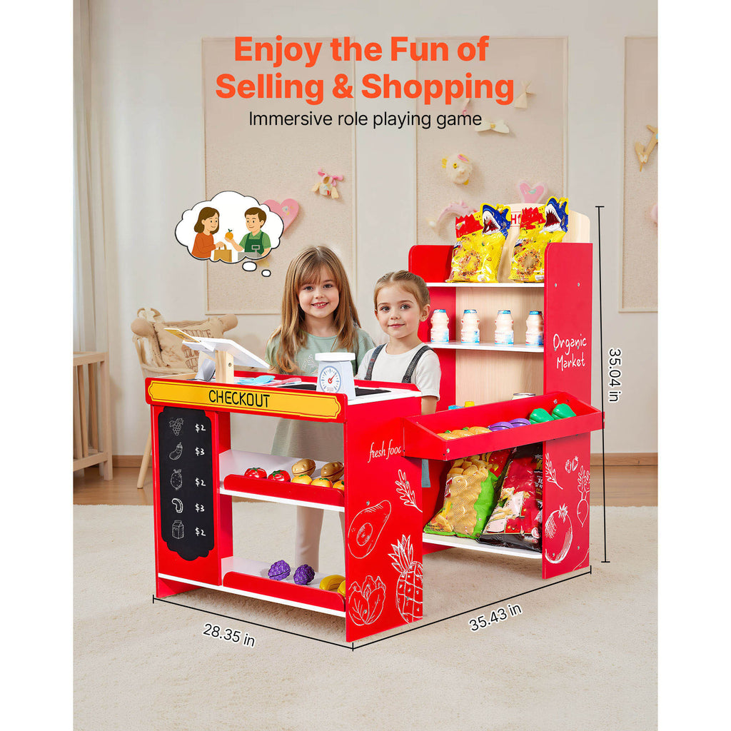 Kids Grocery Store Playset Supermarket Play Toy Set with Cash Register | Premium Home Decor - Grand Goldman