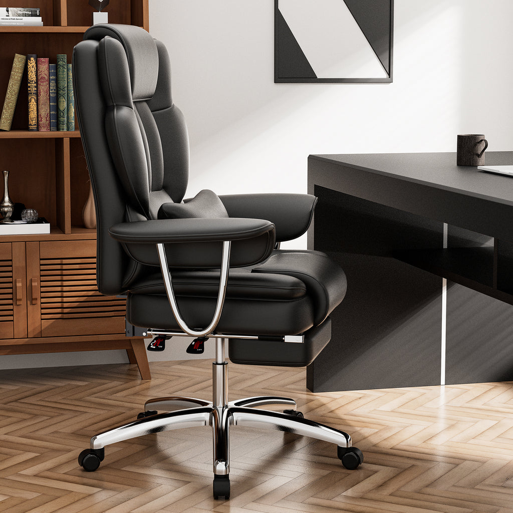 Office Chair, Big and Tall Executive Office Chair with Footrest, Leather Computer Chair, Ergonomic Reclining Chair High Back,