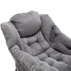 Lazy Chair with Ottoman, Modern Lounge Accent Chair with Armrests and a Side Pocket, Leisure Upholstered Sofa Chair Reading Chair with Footrest for Small Space, Corner Chair-Grey - Grand Goldman Shop