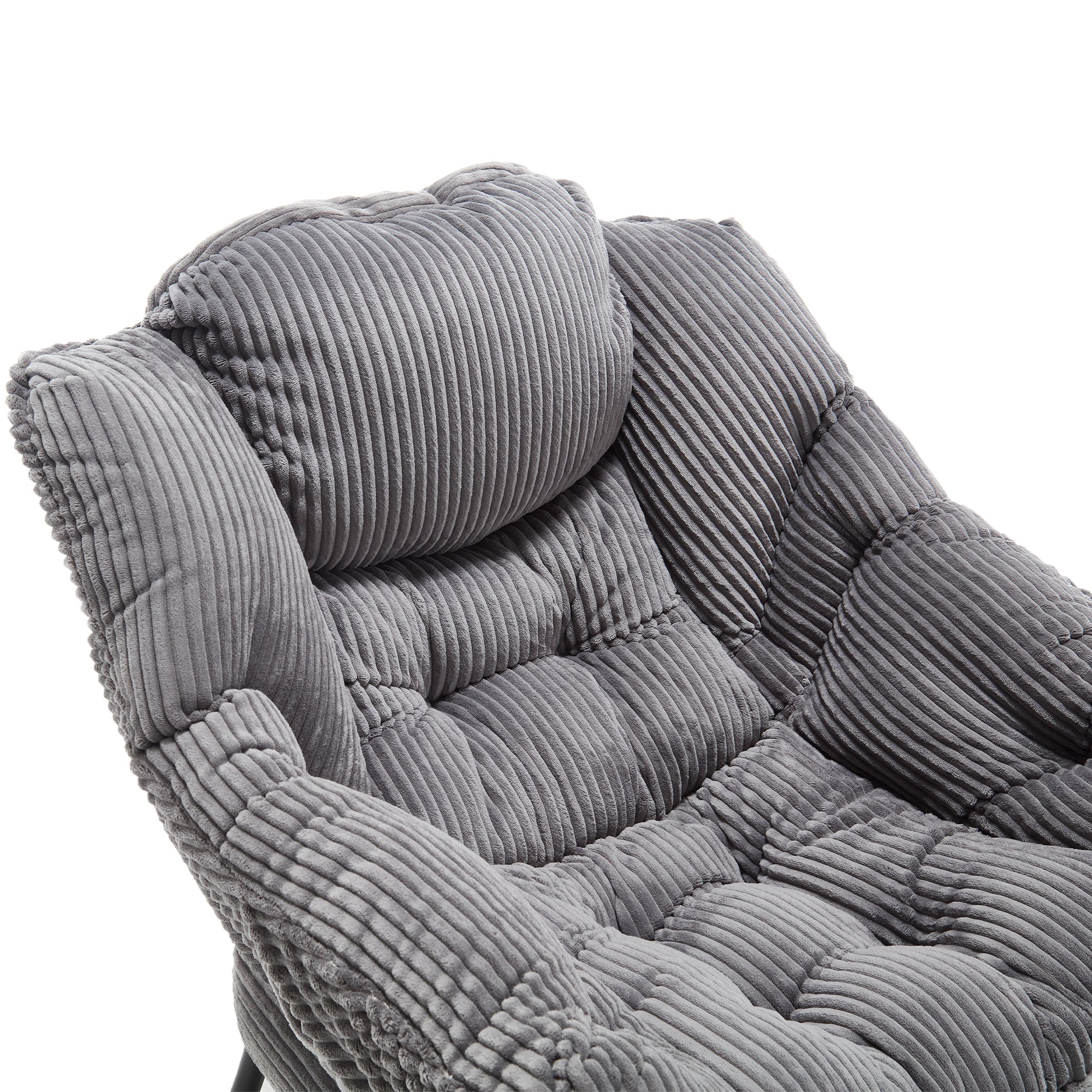 Lazy Chair with Ottoman, Modern Lounge Accent Chair with Armrests and a Side Pocket, Leisure Upholstered Sofa Chair Reading Chair with Footrest for Small Space, Corner Chair-Grey - Grand Goldman Shop