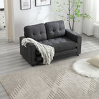 3 Fold Sofa,Convertible Futon Couch sleeper sofabed,Space saving loveseat,Pull Out Couch Bed for Living Room,Dark Gray & Light Gray & Beige,Velvet linen fabric - Grand Goldman Shop