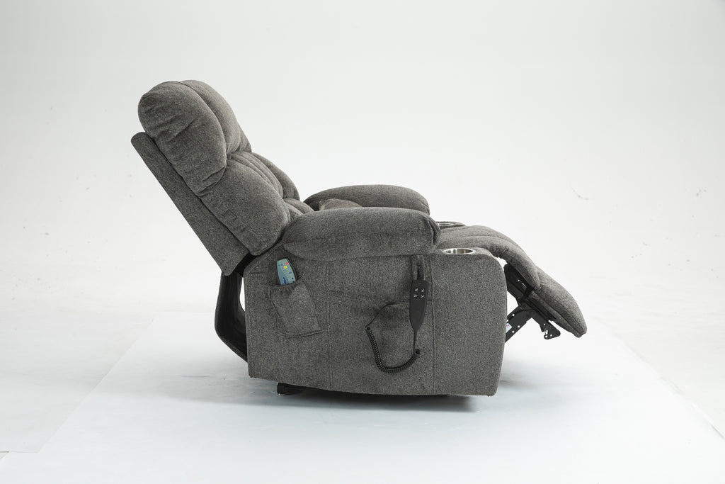Lift Chair for Big and Tall Person with Inconvenient Legs: High Density Foam Lift Sofa with Heat and Massage, 2 Pockets, 2 Cup Holder, 2 Remote, OKIN Motor - Grand Goldman Shop