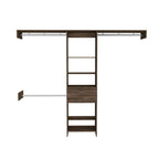 Manchester 250 Closet System, Five Open Shelves, One Drawer, Three Metal Rods -Dark Walnut - Grand Goldman Shop