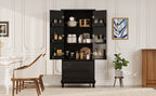 70' Kitchen Pantry Cabinet with 2 Cabinet Shelves,Luxurious Wooden Cupboard with 6 Door Shelves and 3 Drawers for Kitchen, Dining Room,Black - Grand Goldman Shop