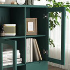 Modern MDF Painted Cabinet with Glass Doors and Drawer, Green, Bedroom Living Room Storage - Grand Goldman Shop
