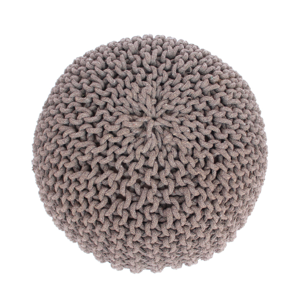 Moro Knitted Cotton Round Pouf with Pumpkin Shape in Brown, 20 x 20 inches - Grand Goldman Shop