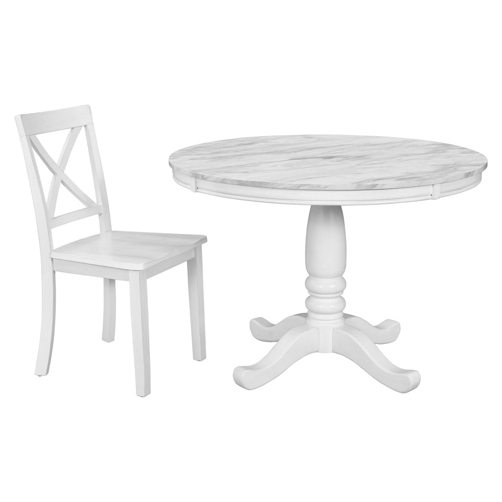 Orisfur. 5 Pieces Dining Table and Chairs Set for 4 Persons, Kitchen Room Solid Wood Table with 4 Chairs - Grand Goldman Shop
