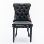 A&A Furniture, Nikki Collection Modern, High-end Tufted Solid Wood Contemporary PU and Velvet Upholstered Dining Chair with Wood Legs Nailhead Trim  2-Pcs Set, Black+WineRed, Burgundy,SW2101BW - Grand Goldman Shop