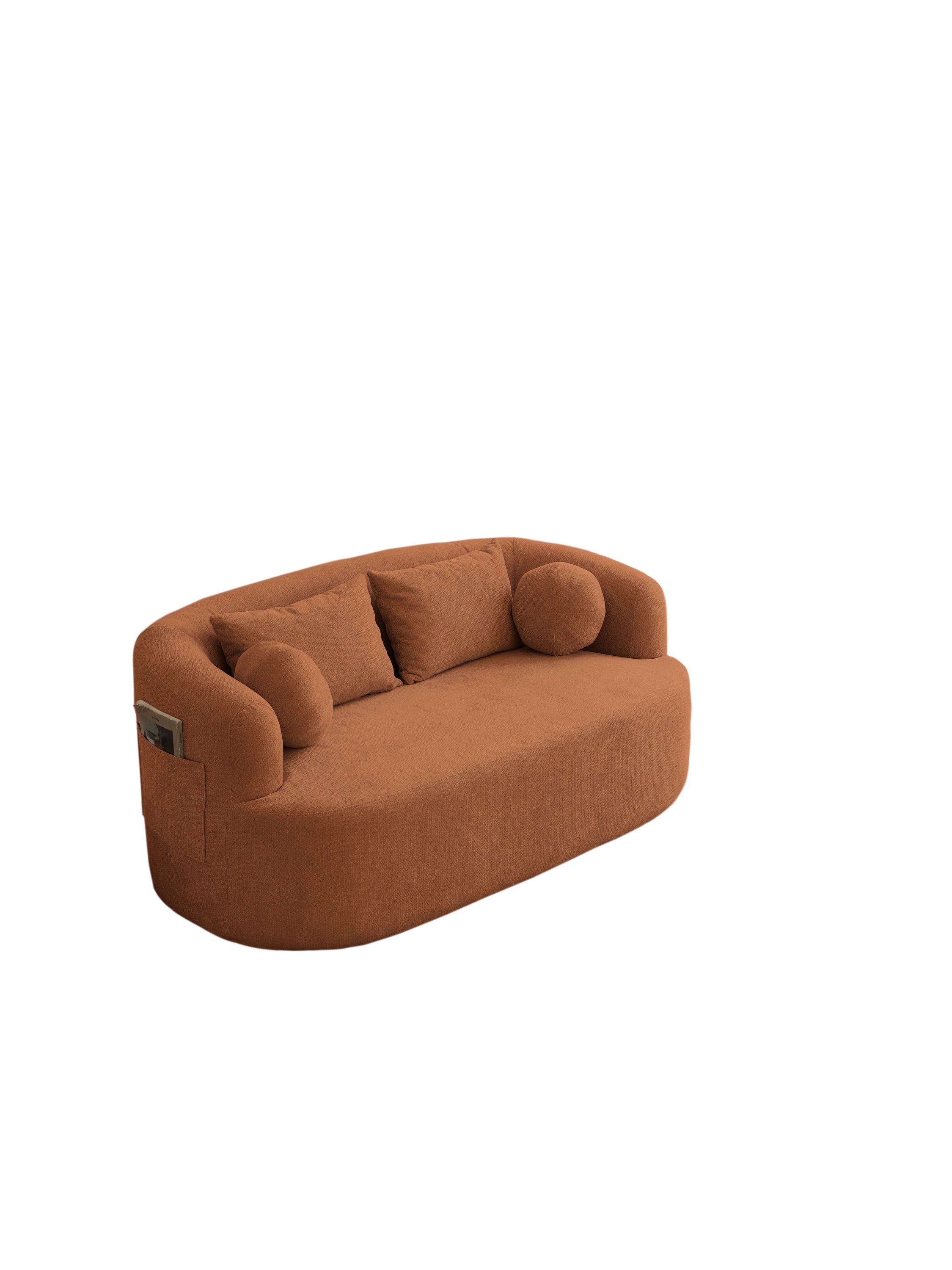 Sofa-in-a-Box, Memory Foam 2-Seater Couch, No Installation & Easy to Transport, Deep Seat Modern Sofa with chenille Fabric, Couch for Living Room, Bedroom, Apartment, Home Office,Orange - Grand Goldman Shop
