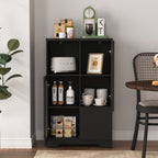 Modern MDF Painted Cabinet with Glass Doors and Drawer, Black, Bedroom or Living Room Storage - Grand Goldman Shop