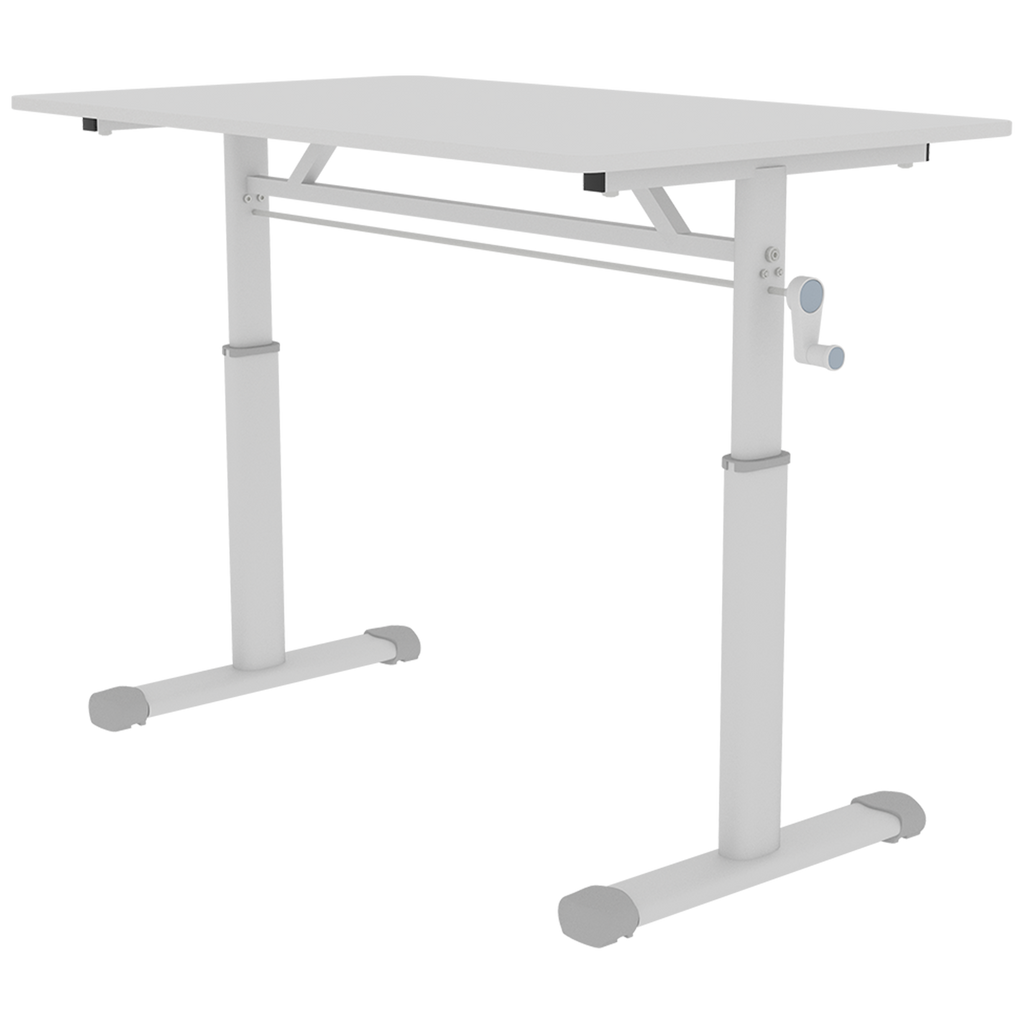 Adjustable Study Desk for Kids and Adults, Height-Adjustable Home Office Desk, White Frame with White Wood Tabletop, 60cm x 1
