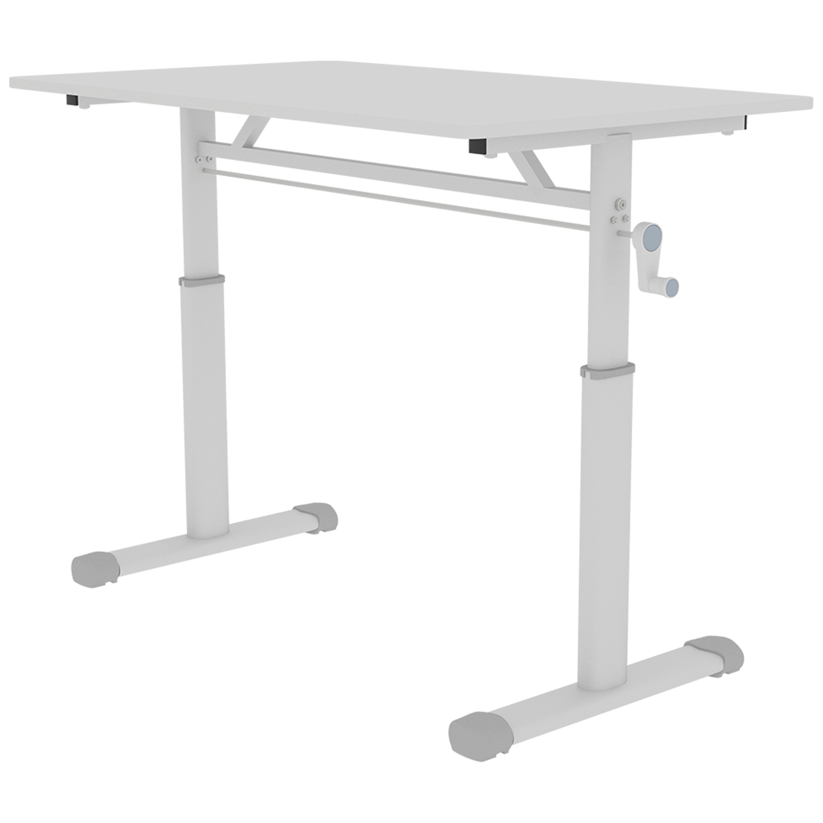 Adjustable Study Desk for Kids and Adults, Height-Adjustable Home Office Desk, White Frame with White Wood Tabletop, 60cm x 1