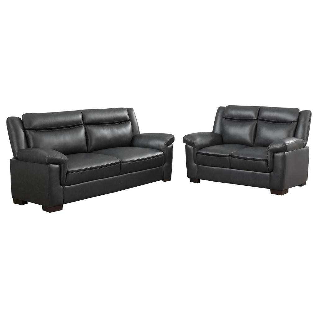 Borden Grey 2-Piece Faux Leather Living Room Set with Smooth Upholstery, Grey Color, Medium Size - Grand Goldman Shop
