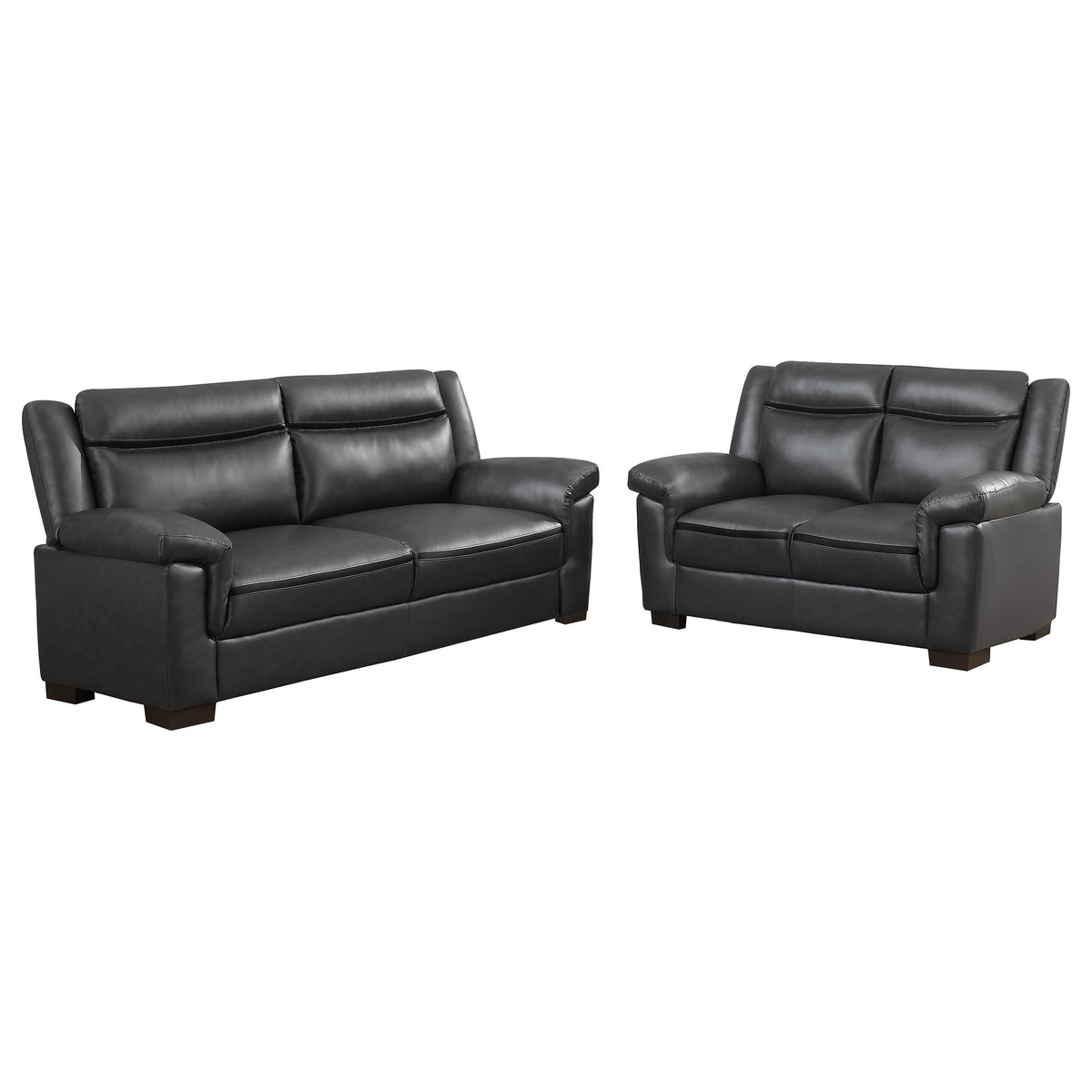 Borden Grey 2-Piece Faux Leather Living Room Set with Smooth Upholstery, Grey Color, Medium Size - Grand Goldman Shop