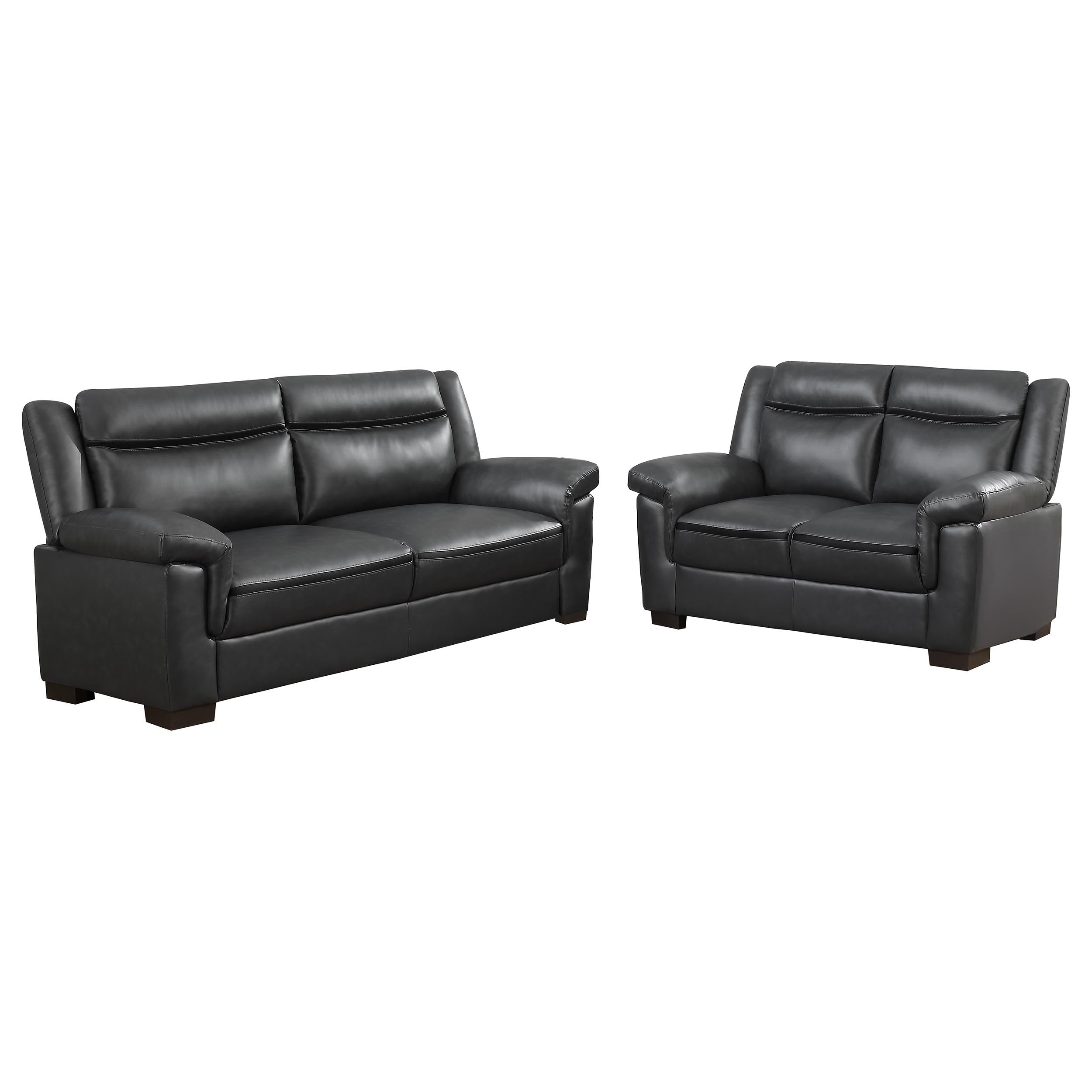 Borden Grey 2-Piece Faux Leather Living Room Set with Smooth Upholstery, Grey Color, Medium Size - Grand Goldman Shop